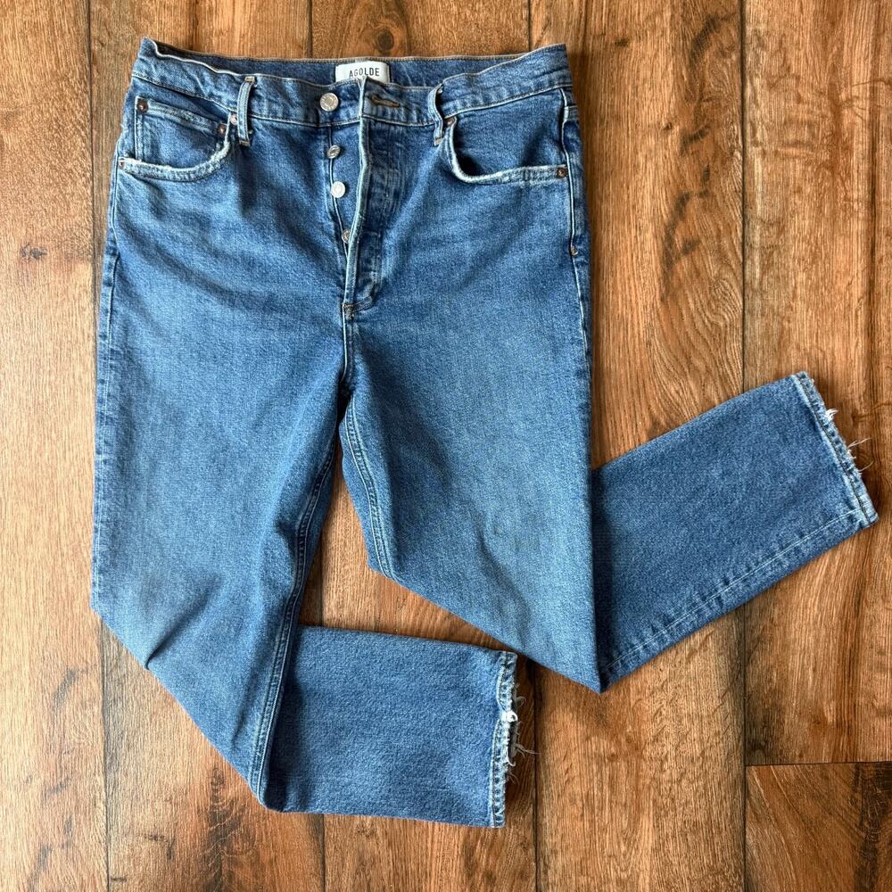 AGOLDE Riley Crop Jeans – Size 29 – Button Fly – Organic Cotton